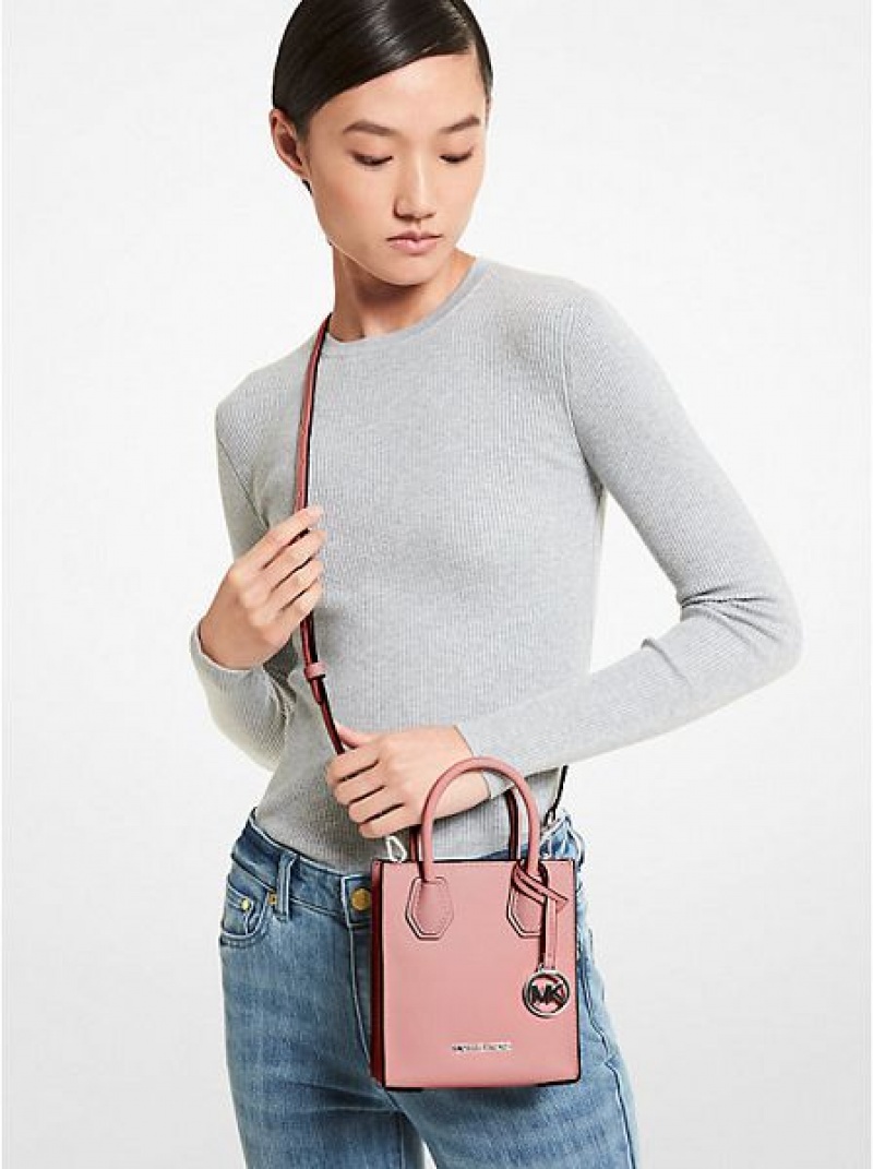 Bolsos Cruzados Michael Kors Mercer Extra-small Pebbled Cuero Mujer Rosas | 193647-MJX