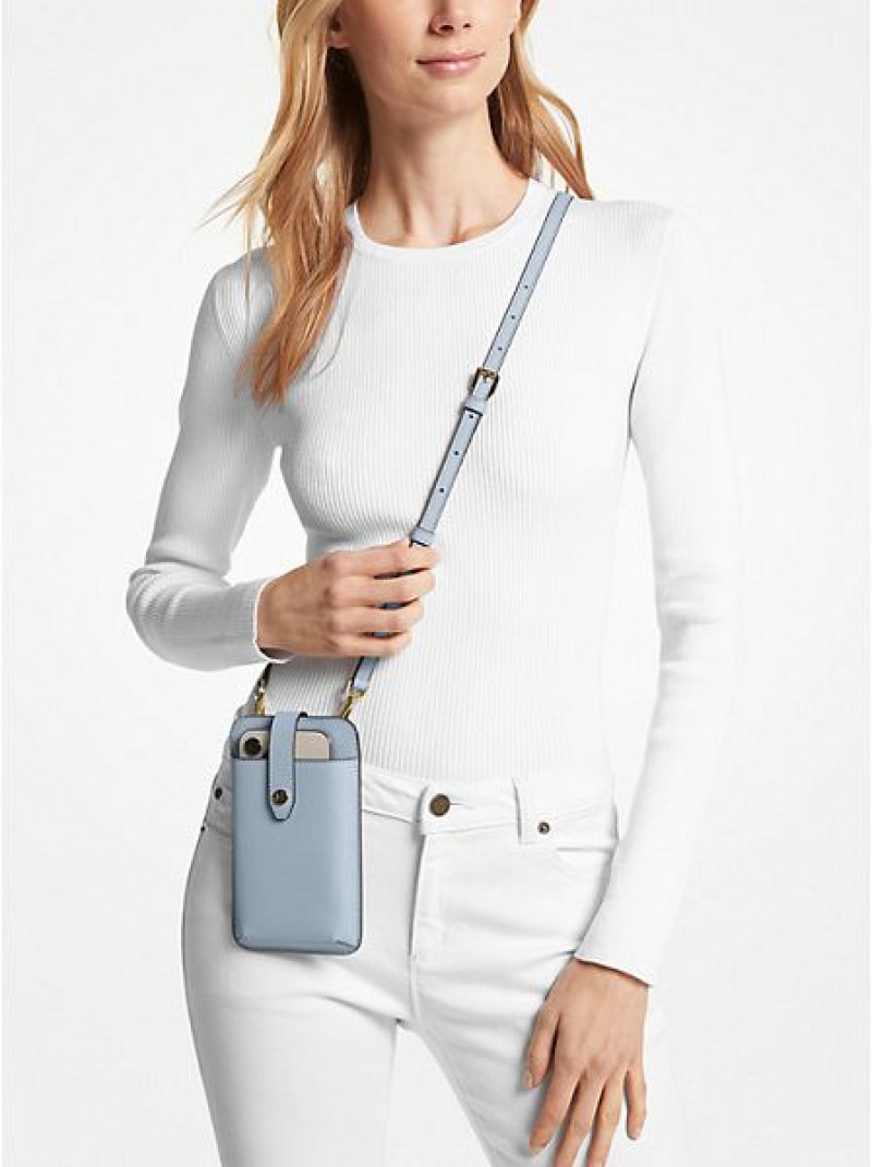 Bolsos Cruzados Michael Kors Saffiano Cuero Smartphone Mujer Azules | 287046-QYJ