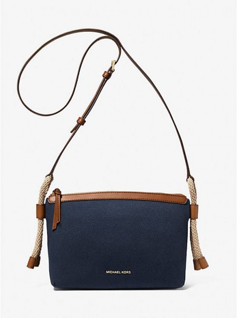 Bolsos Cruzados Michael Kors Talia Medium Algodon Lona Mujer Azul Marino Multicolor | 264510-YRQ