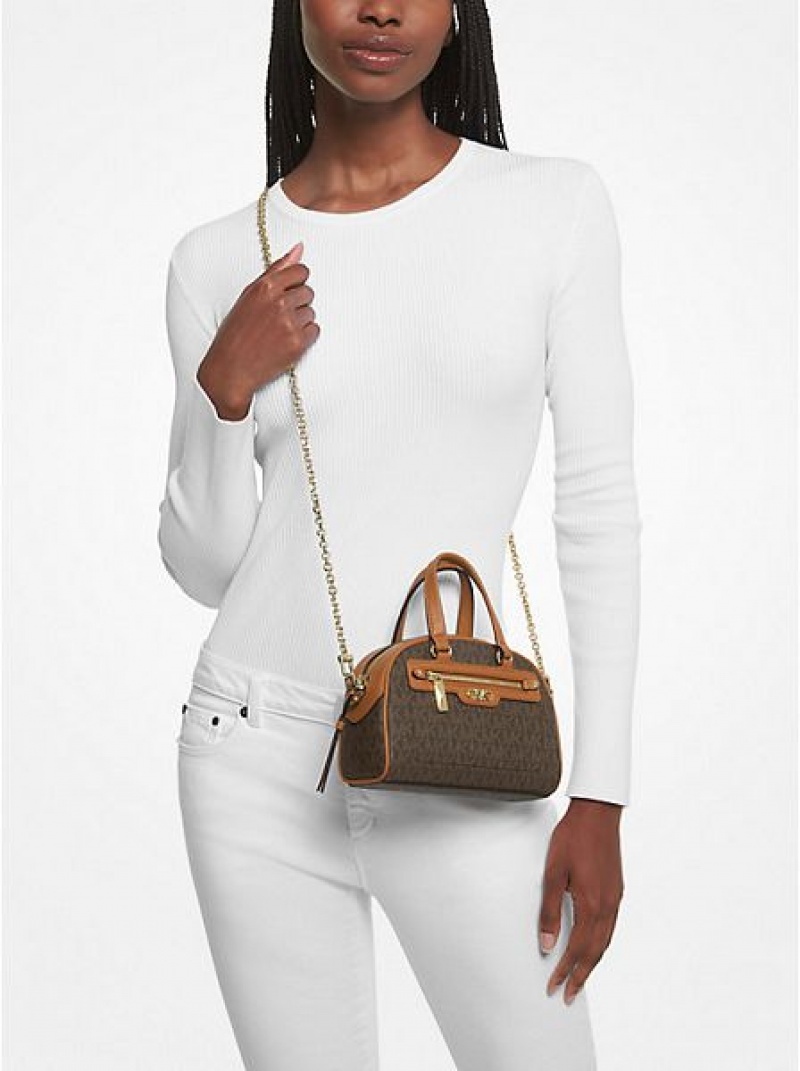 Bolsos Cruzados Michael Kors Williamsburg Extra-small Logo Mujer Marrones | 278163-GUM