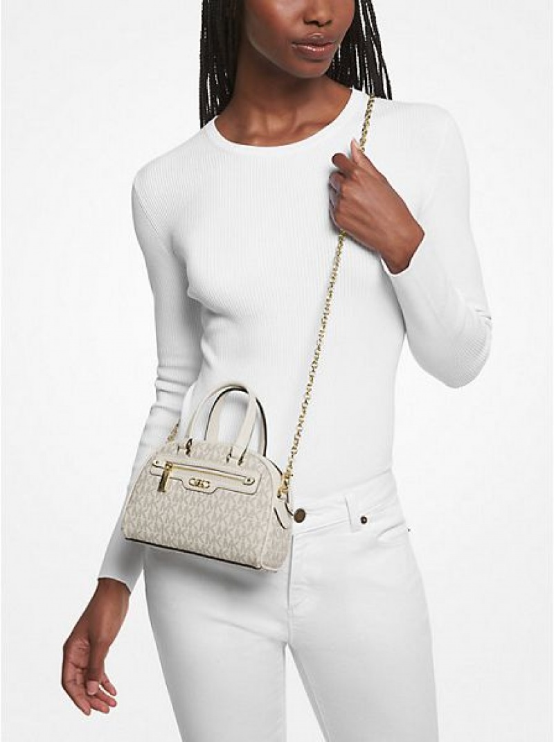 Bolsos Cruzados Michael Kors Williamsburg Extra-small Logo Mujer Creme | 621074-CXB