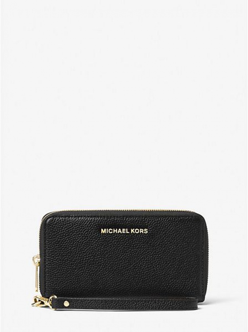 Carteras Michael Kors Large Pebbled Cuero Smartphone Mujer Negras | 518742-ZIB