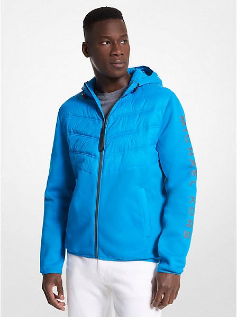 Chaquetas Michael Kors Hailfax Knit Zip-up Hombre Azules | 791805-FTD