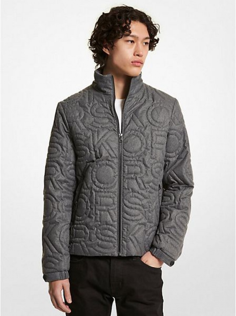 Chaquetas Michael Kors Logo Acolchado Hombre Gris | 520769-QXN