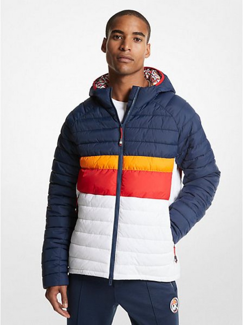 Chaquetas Michael Kors Mk X Ellesse Breckenridge Color-blocked Acolchado Nylon Puffer Hombre Multicolor | 238456-HWT