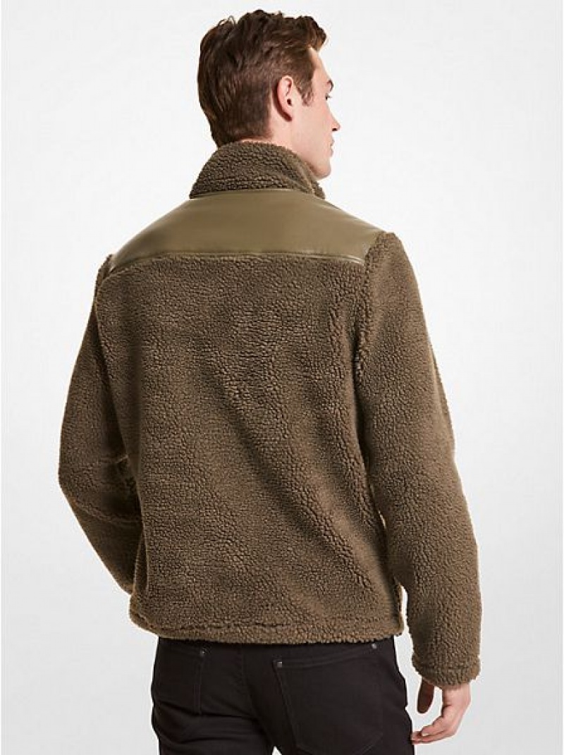 Chaquetas Michael Kors Sherpa Hombre Verde Oliva | 847210-JKC