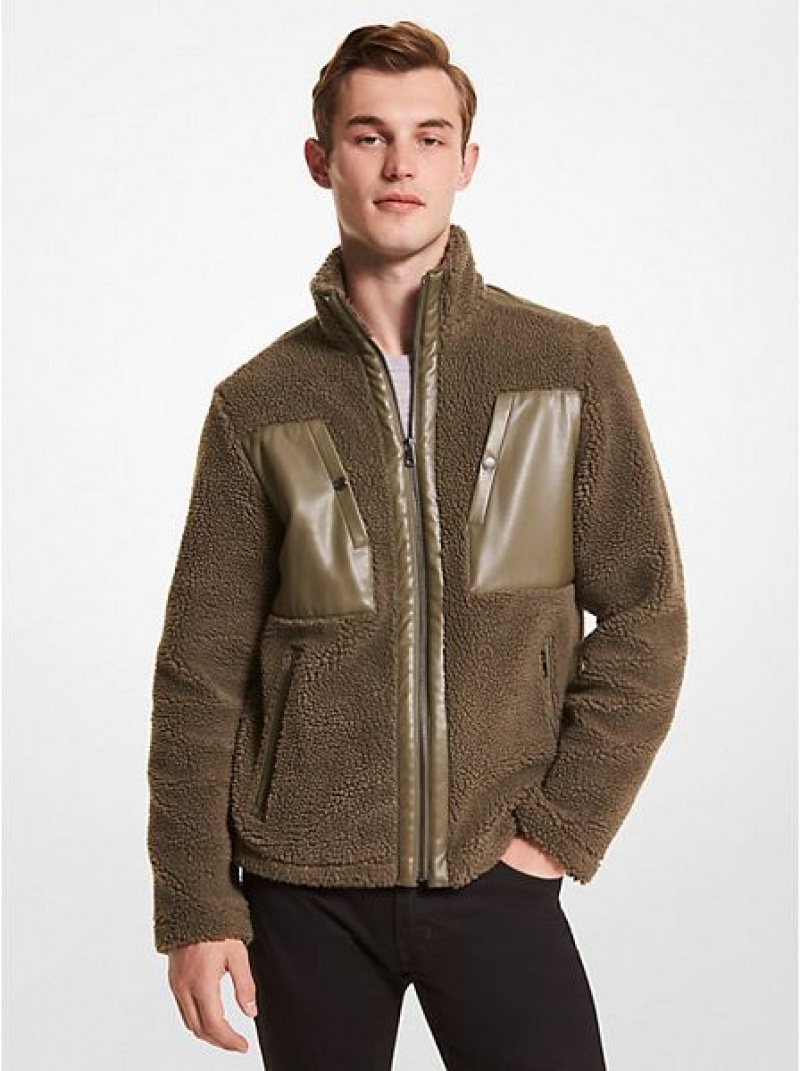 Chaquetas Michael Kors Sherpa Hombre Verde Oliva | 847210-JKC