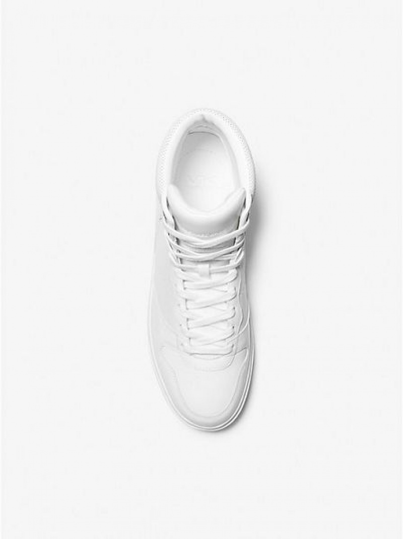 High Top Sneakers Michael Kors Barett Cuero Hombre Blancas | 325678-QYW