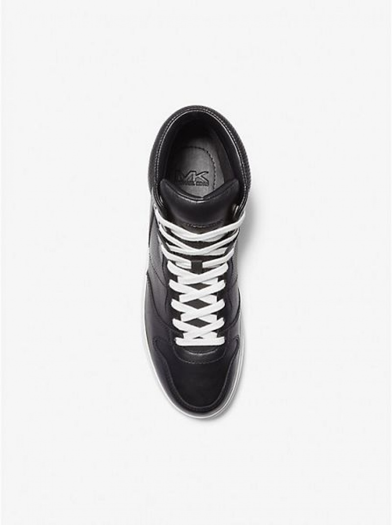 High Top Sneakers Michael Kors Barett Cuero Hombre Negras | 365492-LSX