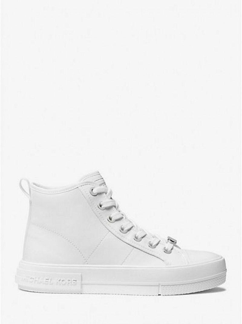 High Top Sneakers Michael Kors Evy Cuero Mujer Blancas | 135298-YNX