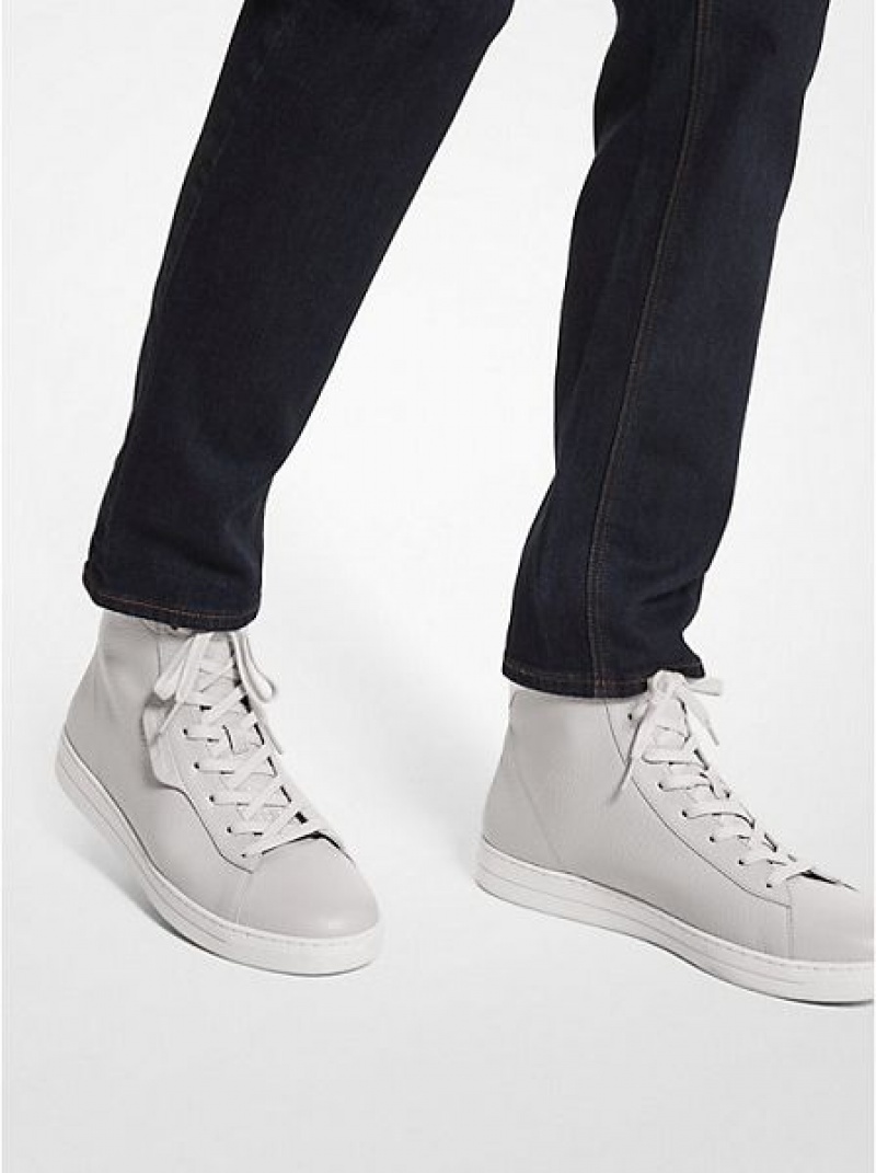 High Top Sneakers Michael Kors Keating Pebbled Cuero Hombre Gris | 659423-TSY