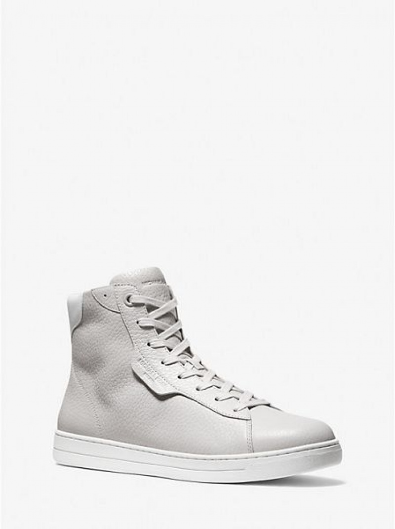 High Top Sneakers Michael Kors Keating Pebbled Cuero Hombre Gris | 659423-TSY