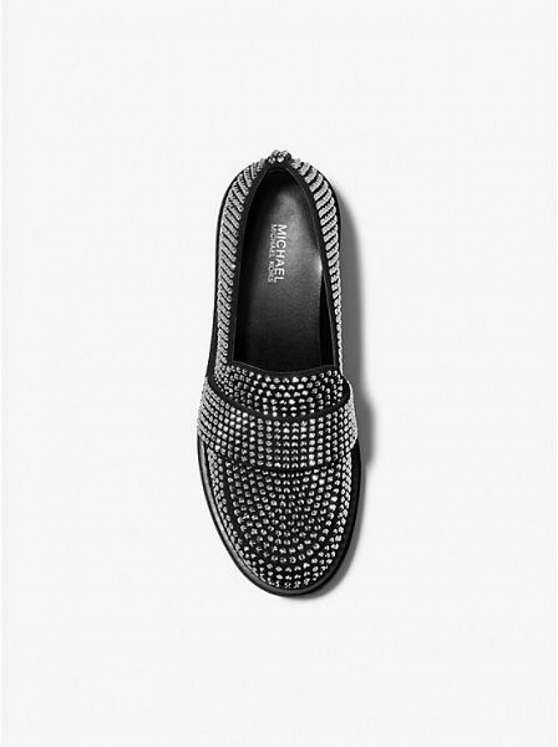 Mocasines Michael Kors Parker Crystal Embellished Scuba Mujer Negras | 749326-RYA