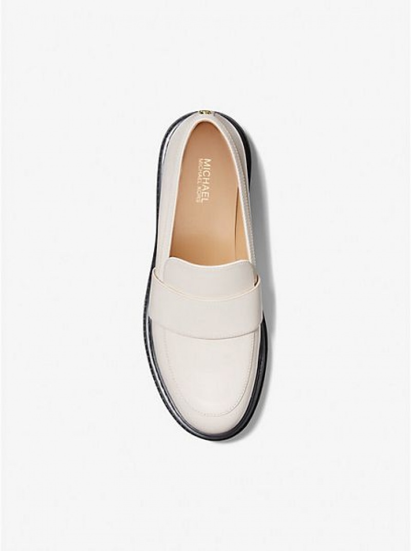 Mocasines Michael Kors Parker Cuero Mujer Creme | 174906-OZU