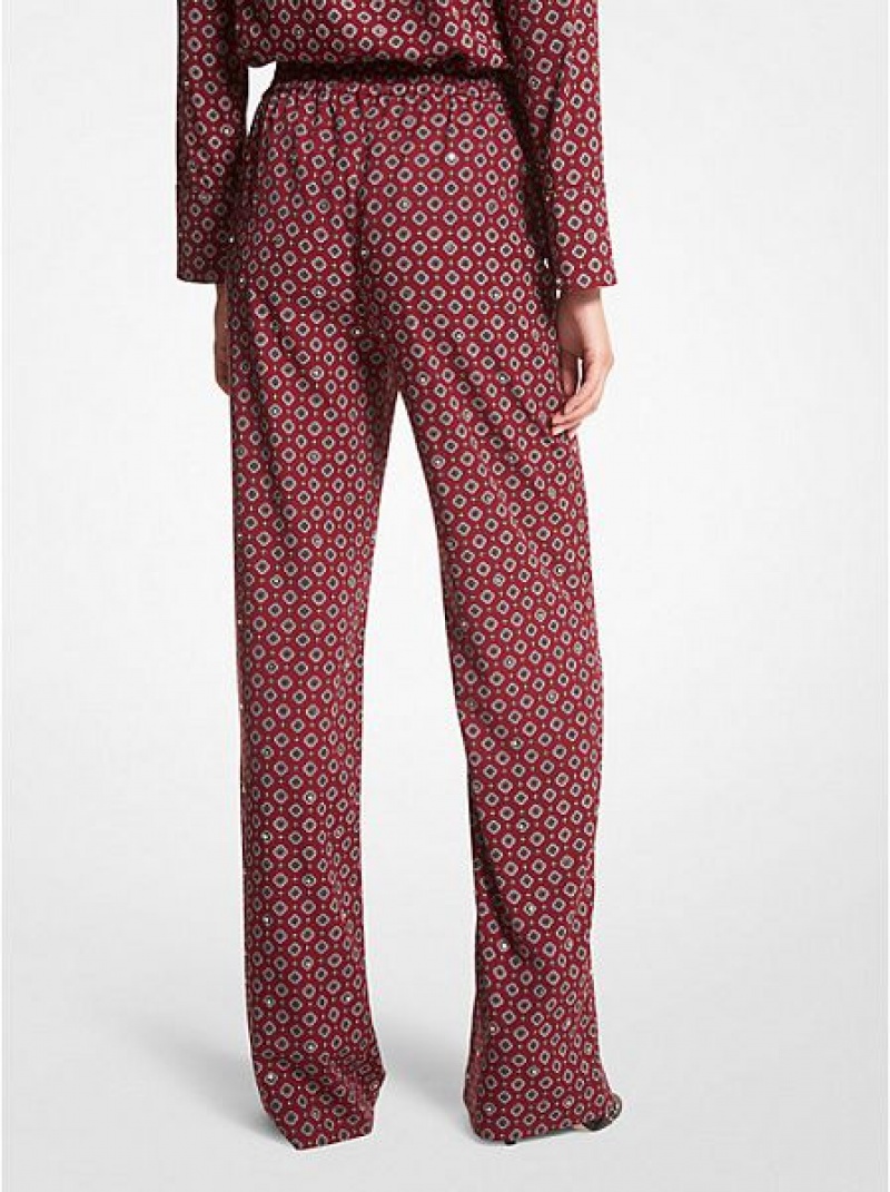 Pantalones Michael Kors Medallion Crepe Pajama Mujer Burdeos | 721046-CKW