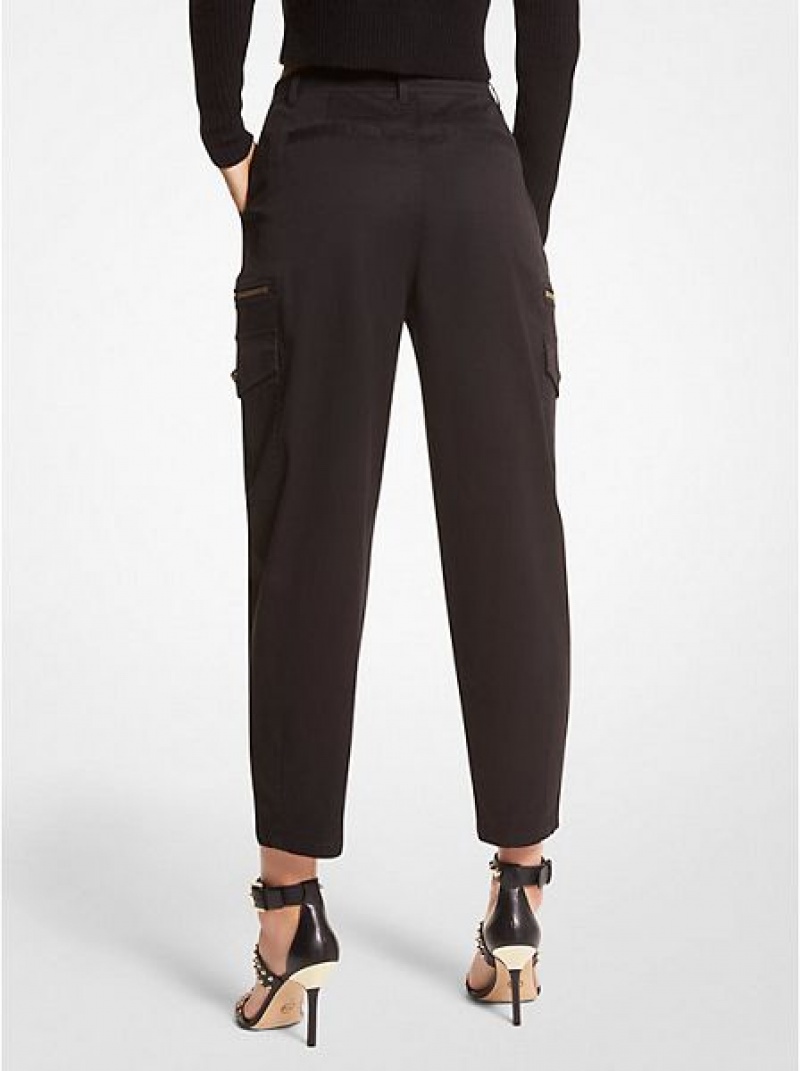 Pantalones Michael Kors Stretch Algodon Cargo Mujer Negras | 236510-JTV