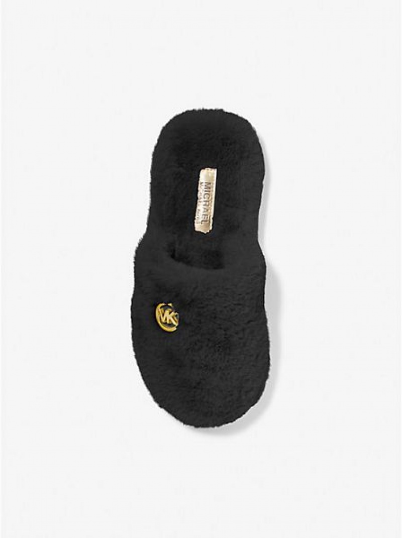 Pantuflas Michael Kors Alexis Faux-fur Mujer Negras | 320578-AKU