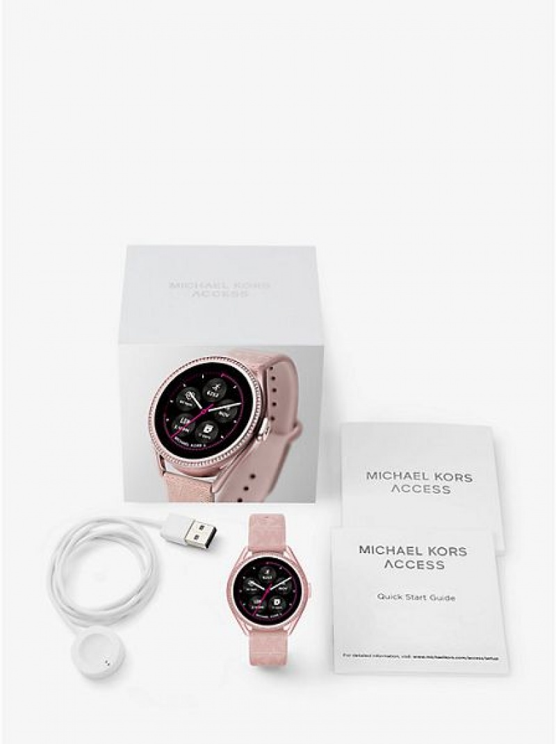 Relojes Michael Kors Access Gen 5e Mkgo And Logo Rubber Smart Hombre Rosas | 482196-HEP