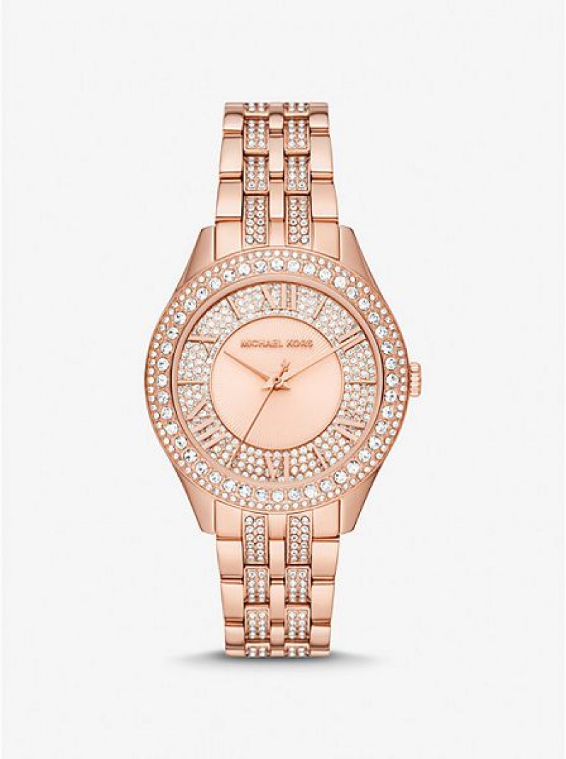 Relojes Michael Kors Harlowe Pave Mujer Rosas Doradas | 758419-VNZ