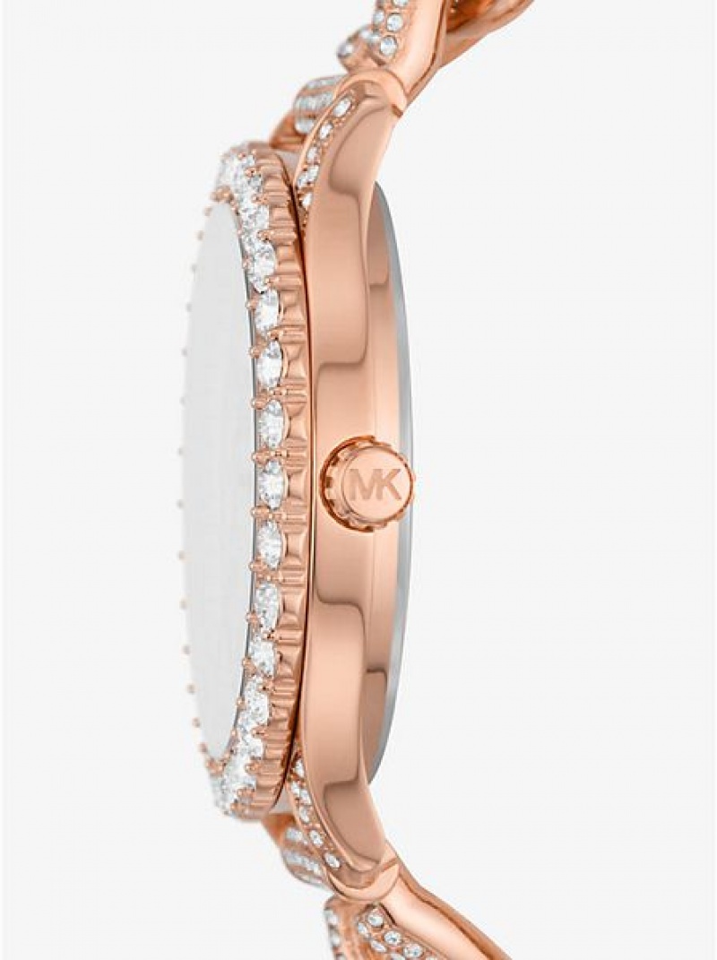 Relojes Michael Kors Layton Pave Curb-link Mujer Rosas Doradas | 734152-EAQ