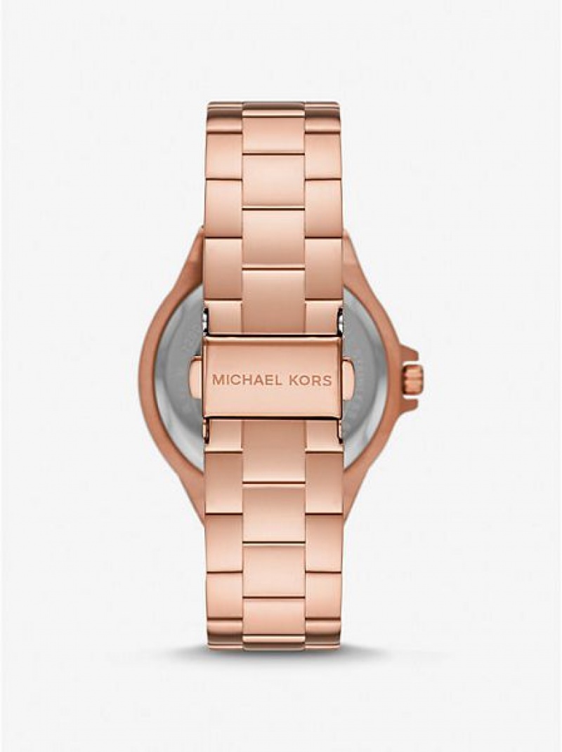 Relojes Michael Kors Lennox Pave Logo Mujer Rosas Doradas | 296458-HIC