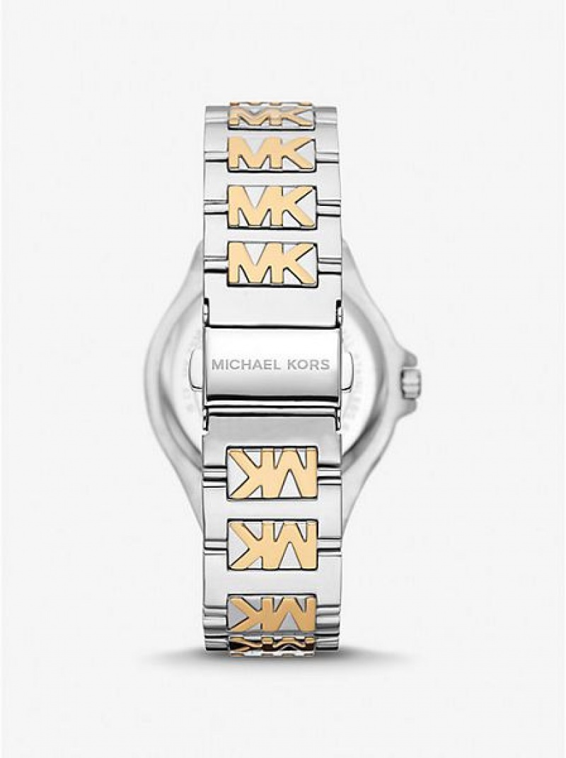 Relojes Michael Kors Lennox Pave Logo Mujer Plateadas Doradas | 430652-EQA