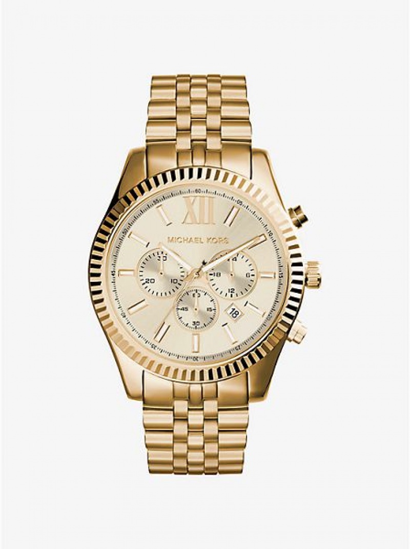 Relojes Michael Kors Lexington Hombre Doradas | 508219-VPI