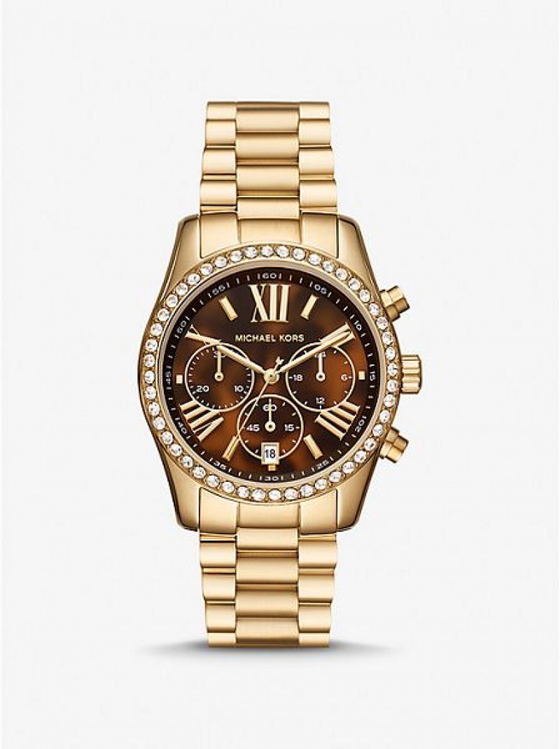 Relojes Michael Kors Lexington Pave Mujer Doradas | 631795-MBF