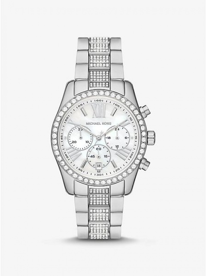 Relojes Michael Kors Lexington Pave Mujer Plateadas | 839142-DWV