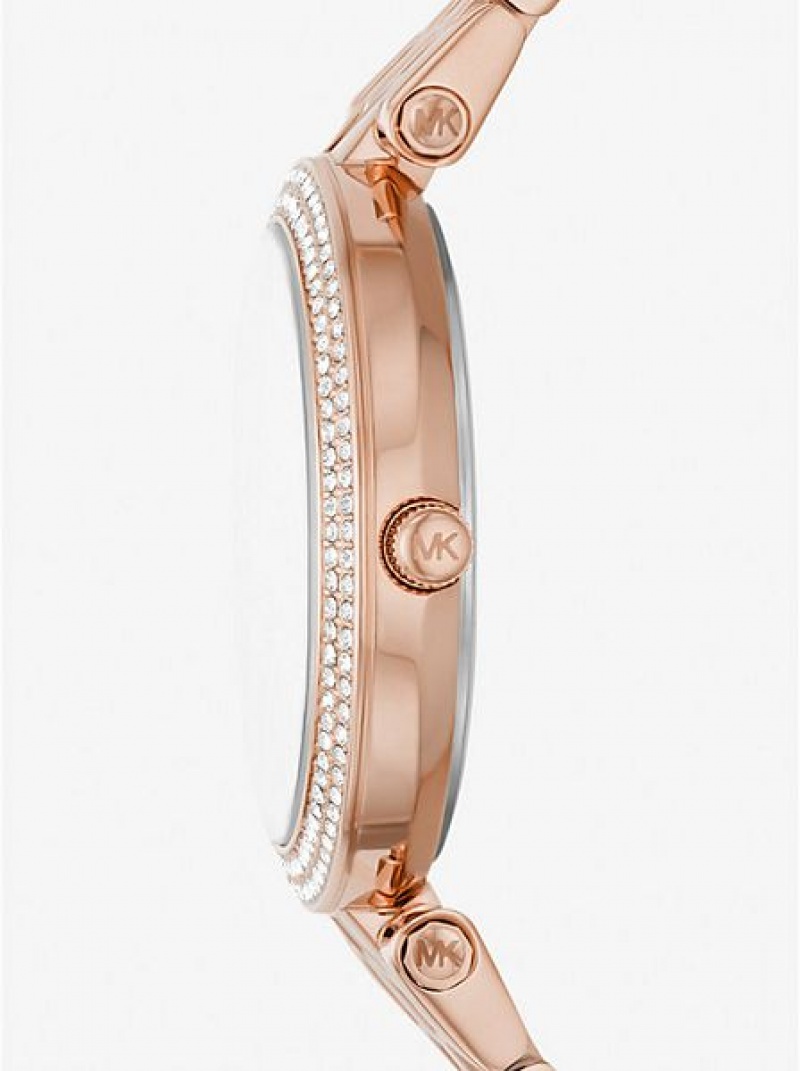 Relojes Michael Kors Mini Darci Pave Mujer Rosas Doradas | 614978-NLC