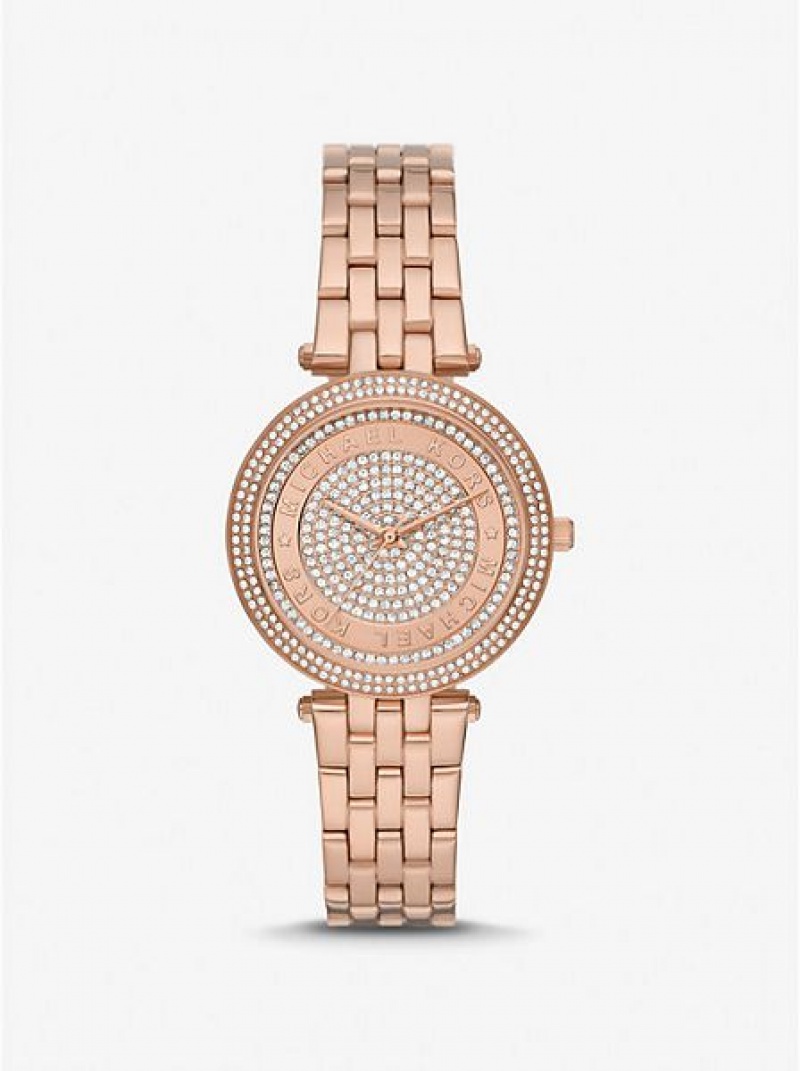 Relojes Michael Kors Mini Darci Pave Mujer Rosas Doradas | 614978-NLC