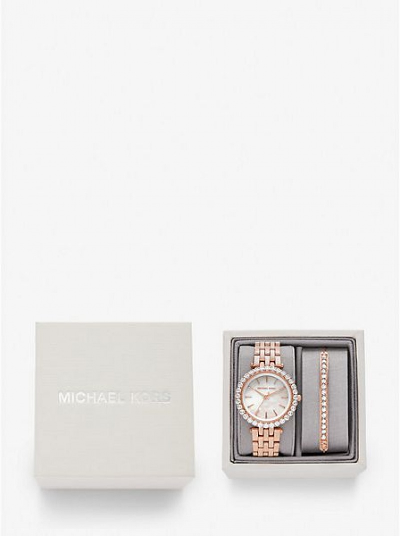 Relojes Michael Kors Mini Darci Pave Mujer Rosas Doradas | 534069-LYU