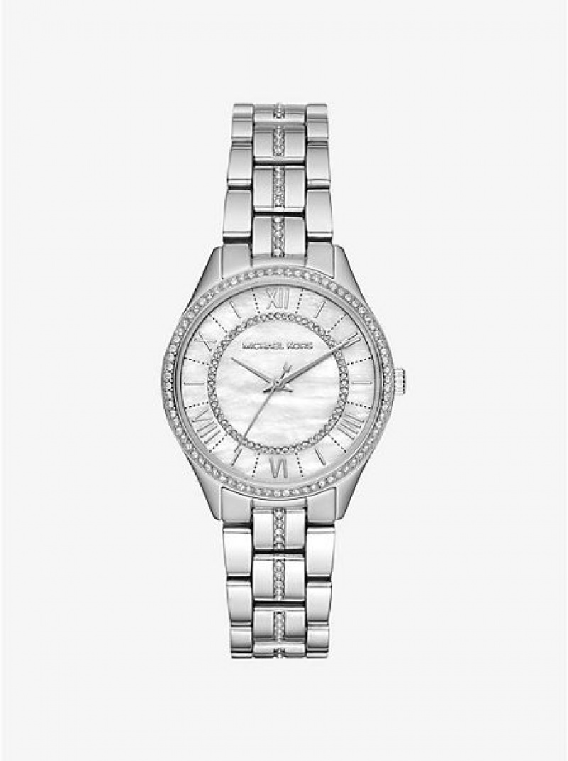 Relojes Michael Kors Mini Lauryn Pave Mujer Plateadas | 021375-TAX