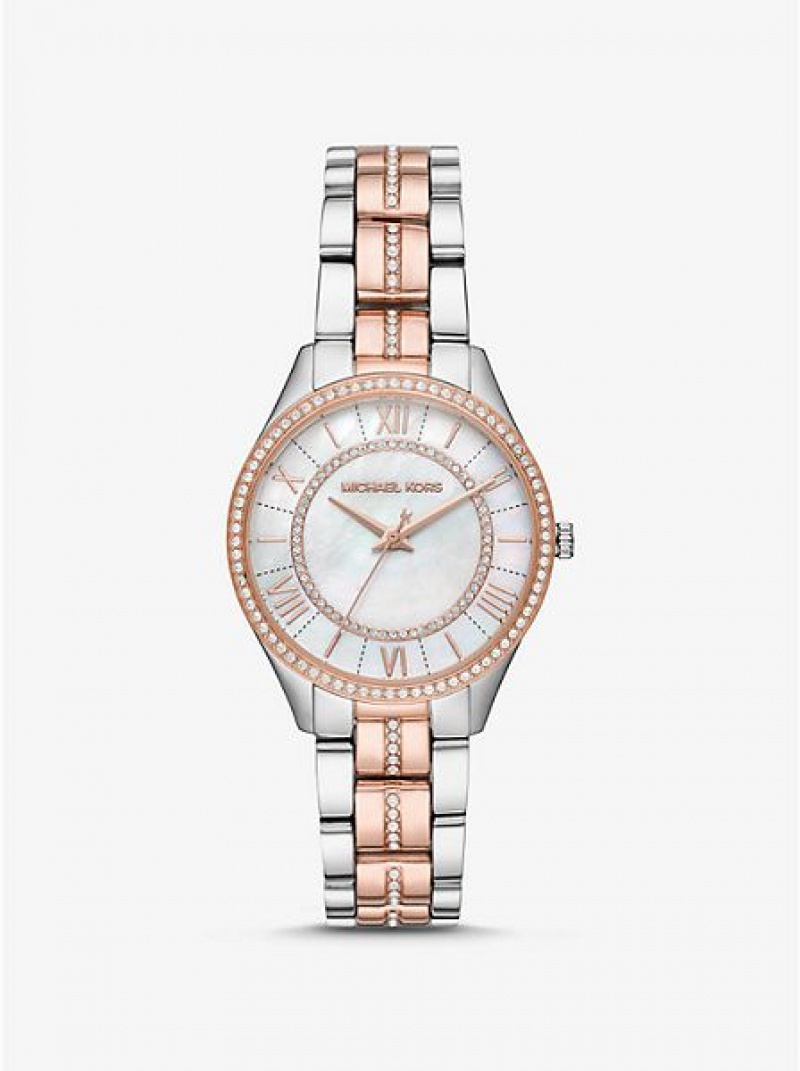 Relojes Michael Kors Mini Lauryn Pave Mujer Plateadas Rosas | 623758-ELJ