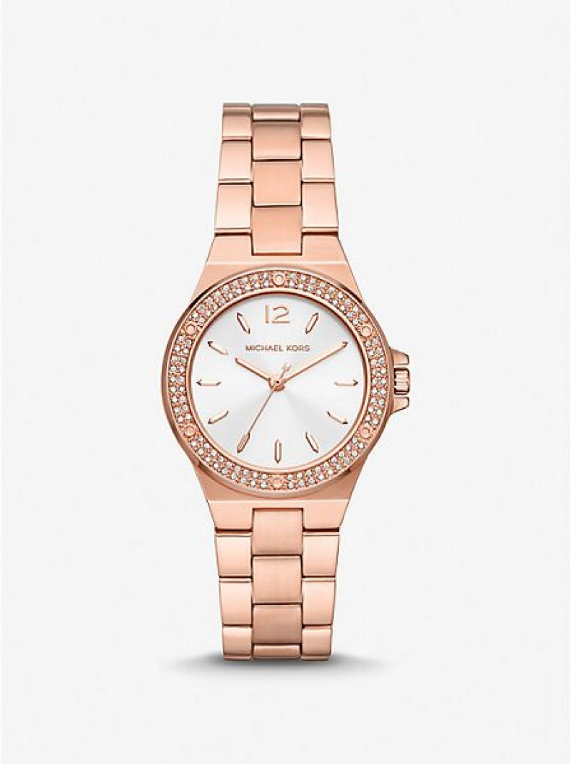 Relojes Michael Kors Mini Lennox Pave Mujer Rosas Doradas | 316870-ZWE