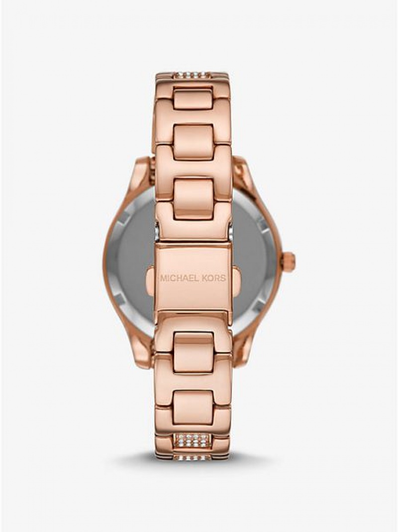 Relojes Michael Kors Mini Liliane Pave Heart Mujer Rosas Doradas | 284971-KNX