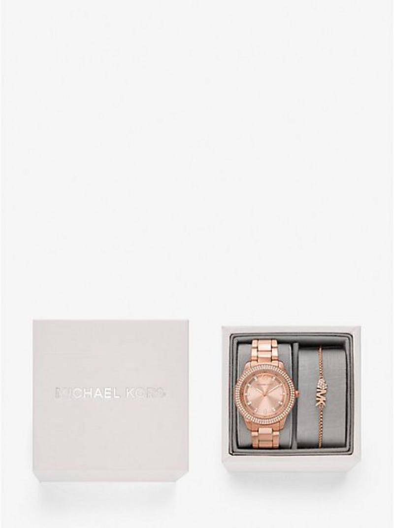 Relojes Michael Kors Mini Tibby Pave Mujer Rosas Doradas | 796124-GLS