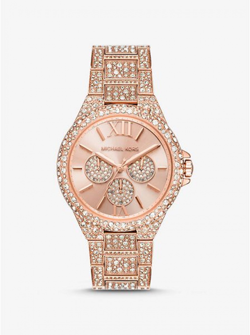 Relojes Michael Kors Oversized Camille Pave Mujer Rosas Doradas | 134652-ETK