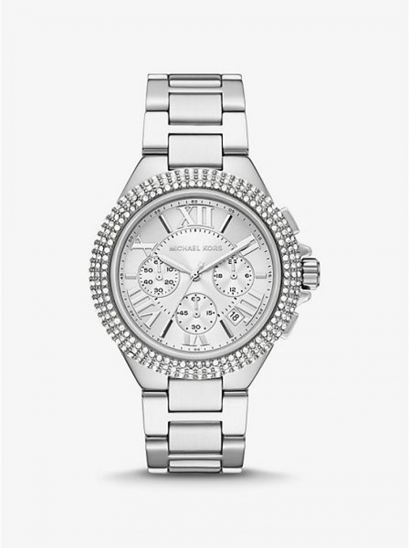 Relojes Michael Kors Oversized Camille Pave Mujer Plateadas | 473125-IDK