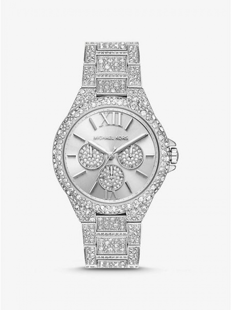 Relojes Michael Kors Oversized Camille Pave Mujer Plateadas | 513968-OVS