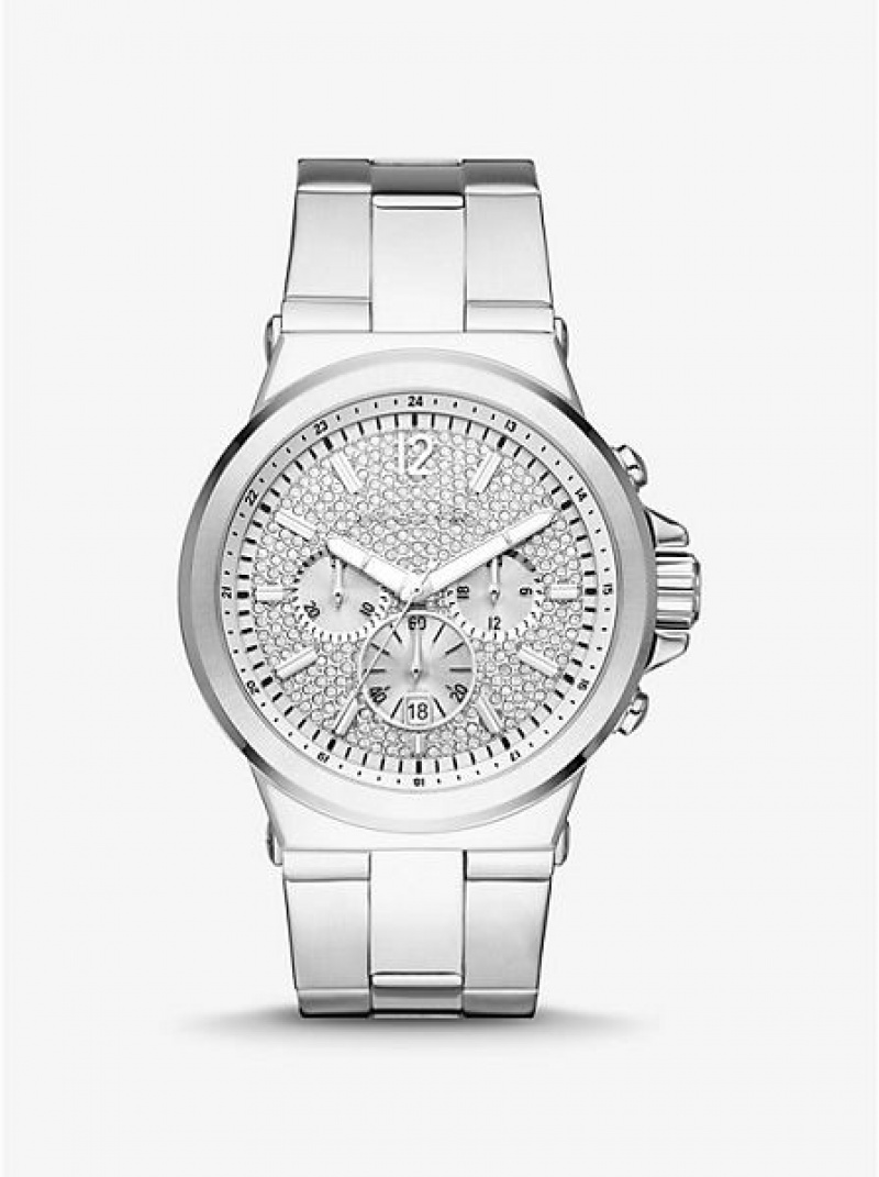 Relojes Michael Kors Oversized Dylan Pave Hombre Plateadas | 507983-ONE