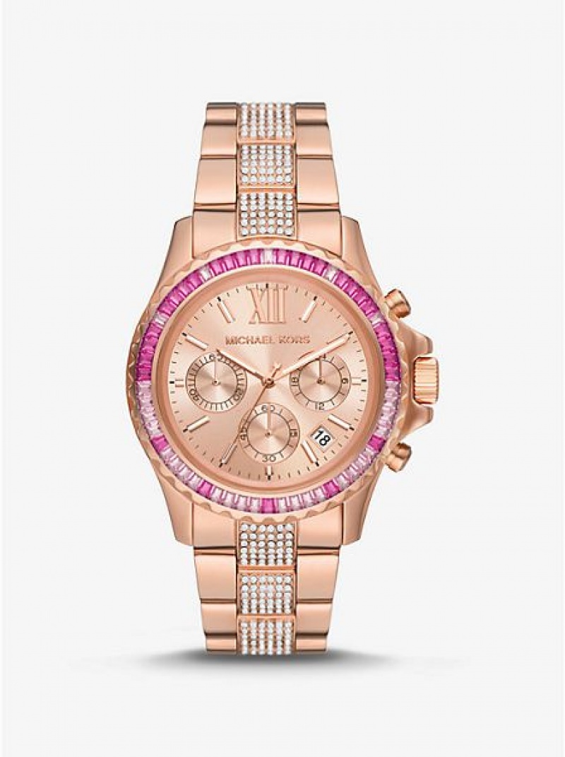 Relojes Michael Kors Oversized Everest Pave Mujer Rosas Doradas | 942516-BOD