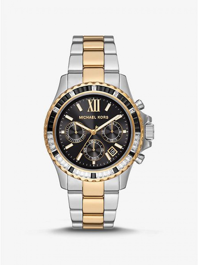 Relojes Michael Kors Oversized Everest Pave Mujer Plateadas Doradas | 243981-TOV