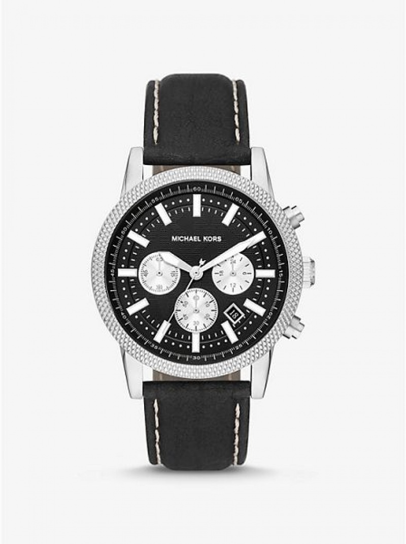 Relojes Michael Kors Oversized Hutton And Cuero Hombre Plateadas | 628417-COW