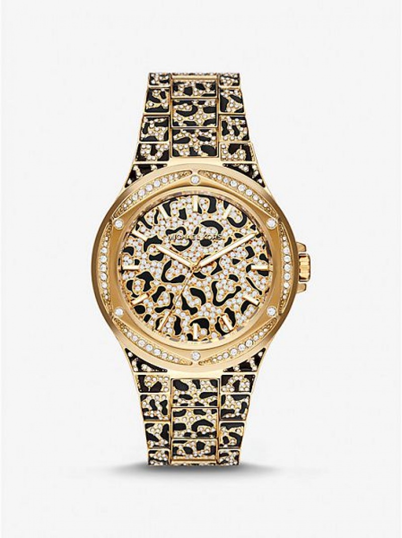 Relojes Michael Kors Oversized Lennox Animal Pave Mujer Doradas | 724038-XCQ