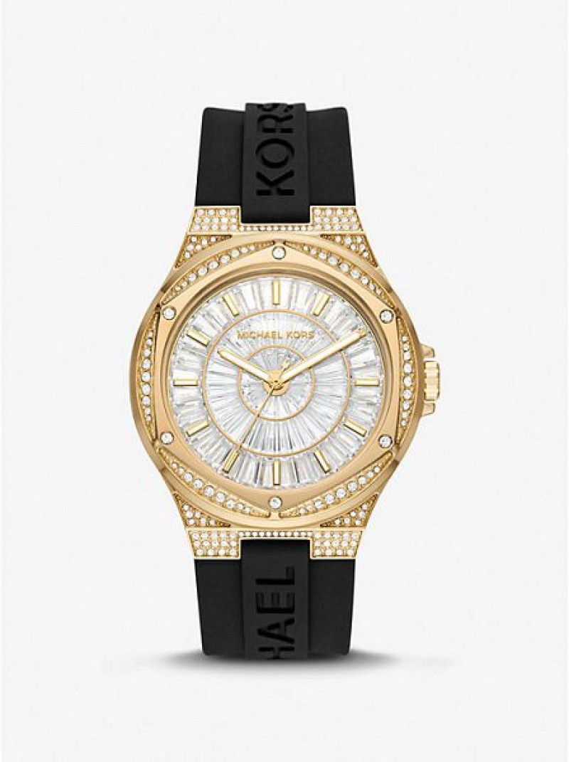 Relojes Michael Kors Oversized Lennox Pave And Silicona Mujer Doradas | 923817-HKI