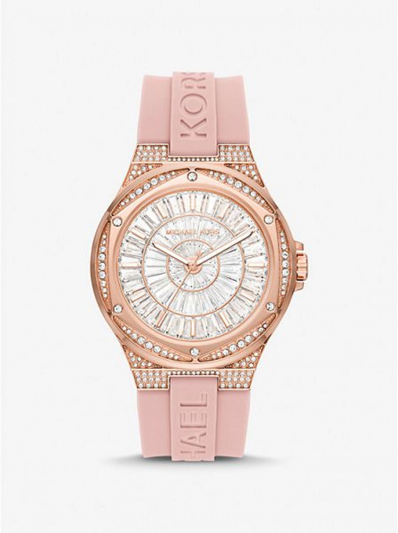 Relojes Michael Kors Oversized Lennox Pave And Silicona Mujer Rosas Doradas | 308792-OFJ