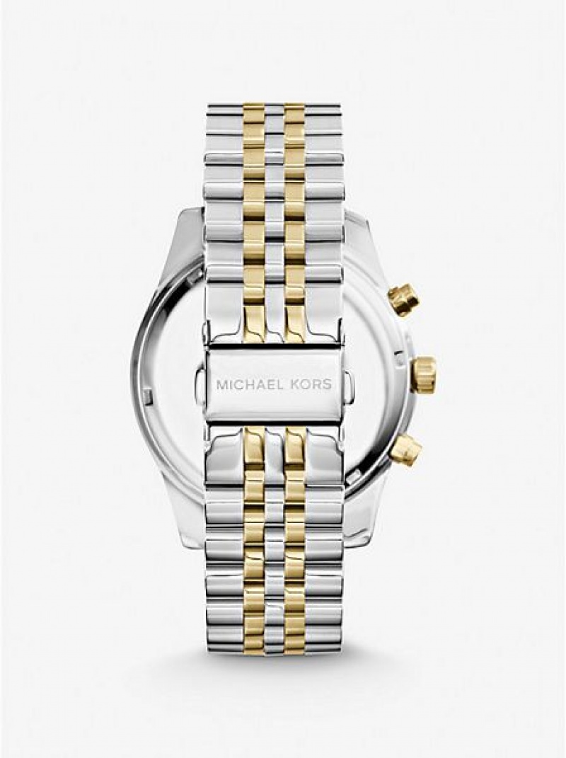 Relojes Michael Kors Oversized Lexington Hombre Plateadas Doradas | 439651-WUR