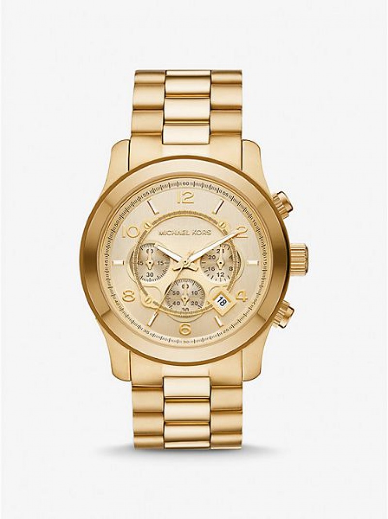 Relojes Michael Kors Oversized Runway Mujer Doradas | 739186-ANS