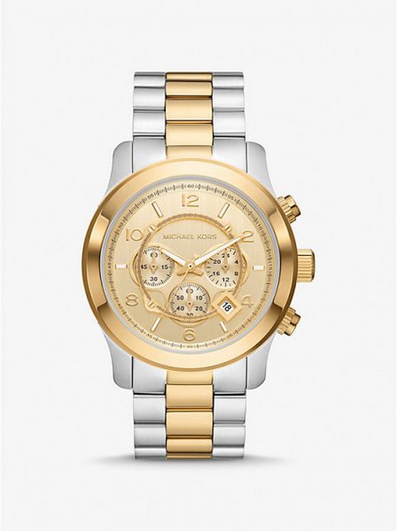 Relojes Michael Kors Oversized Runway Mujer Plateadas Doradas | 912503-UOV